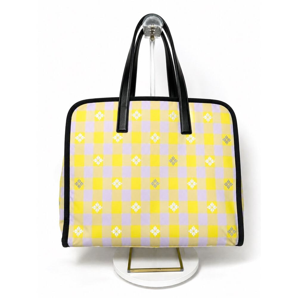 Kate Spade Morley Plaid Nylon Tote Yellow Lilac Large NWT - Picture 6 of 12